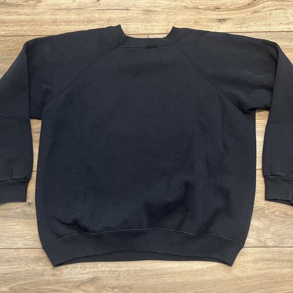 Santa Claus Sweatshirt SZ Medium Black Appliqué Hand Painted Southwestern Vtg - Picture 10 of 10